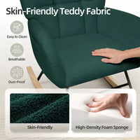 Fauteuil à bascule pour chambre d'enfant, fauteuil à bascule planeur en tissu teddy avec dossier haut, fauteuil de lecture pour chambre à coucher, salon, sans pouf.