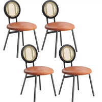 Chaises de salle à manger en rotin avec assise rembourrée épaisse et pieds en métal pour salon