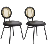 Chaises de salle à manger en rotin avec assise rembourrée épaisse et pieds en métal pour salon