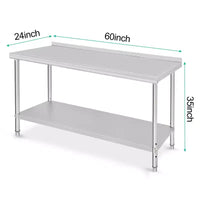 Garvee Table de travail commerciale 60 x 24, Table de préparation en acier inoxydable robuste pour cuisine, restaurant