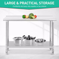 Garvee Table de travail commerciale 60 x 24, Table de préparation en acier inoxydable robuste pour cuisine, restaurant