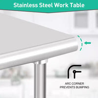 Garvee Table de travail commerciale 60 x 24, Table de préparation en acier inoxydable robuste pour cuisine, restaurant