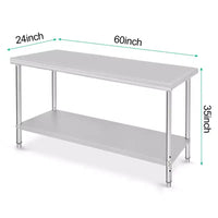 Garvee Table de travail commerciale 60 x 24, Table de préparation en acier inoxydable robuste pour cuisine, restaurant