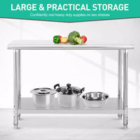 Garvee Table de travail commerciale 60 x 24, Table de préparation en acier inoxydable robuste pour cuisine, restaurant