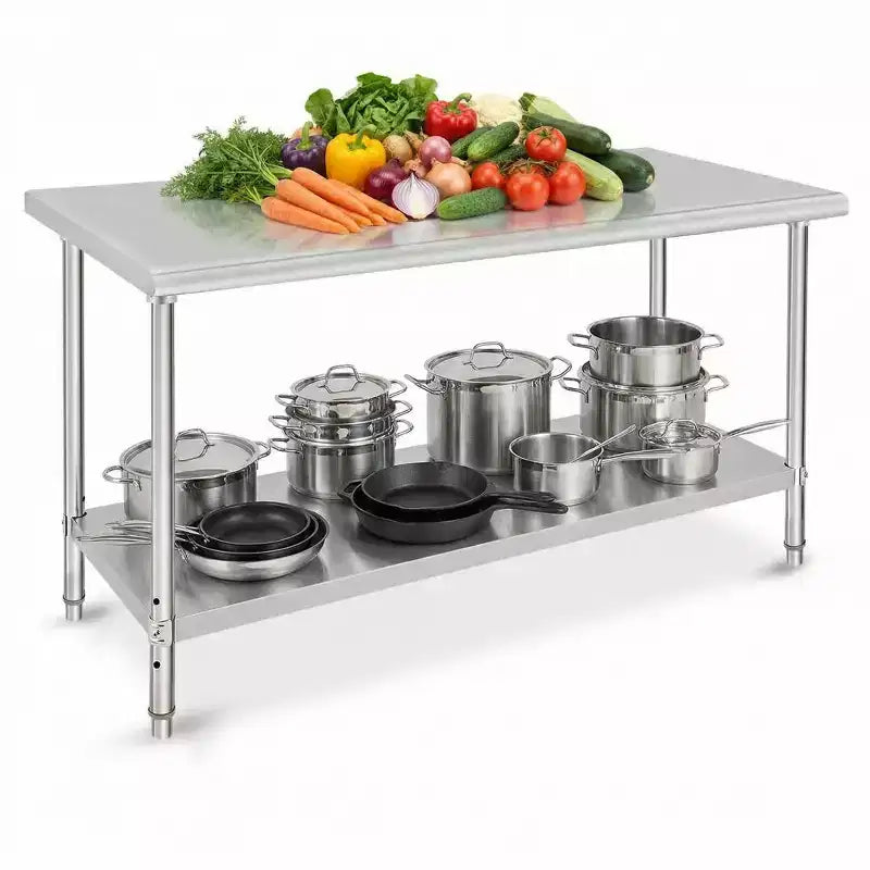 Garvee Table de travail commerciale 60 x 24, Table de préparation en acier inoxydable robuste pour cuisine, restaurant