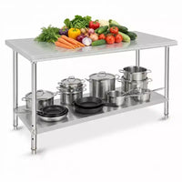 Garvee Table de travail commerciale 60 x 24, Table de préparation en acier inoxydable robuste pour cuisine, restaurant