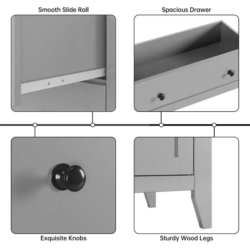 Commode 5 tiroirs pour chambre - haut coffre moderne en bois avec tiroirs profonds et boutons métalliques pour entrée, couloir