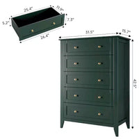 Commode 5 tiroirs pour chambre - haut coffre moderne en bois avec tiroirs profonds et boutons métalliques pour entrée, couloir