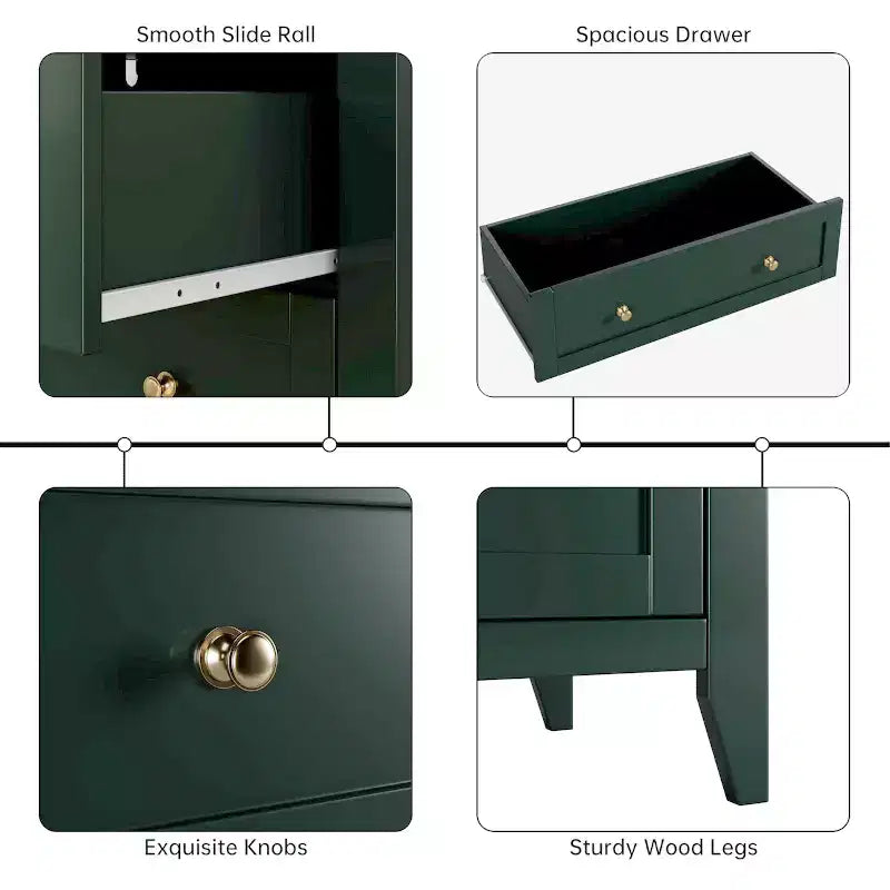 Commode 5 tiroirs pour chambre - haut coffre moderne en bois avec tiroirs profonds et boutons métalliques pour entrée, couloir