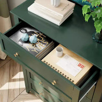 Commode 5 tiroirs pour chambre - haut coffre moderne en bois avec tiroirs profonds et boutons métalliques pour entrée, couloir