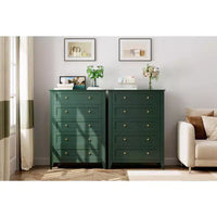 Commode 5 tiroirs pour chambre - haut coffre moderne en bois avec tiroirs profonds et boutons métalliques pour entrée, couloir