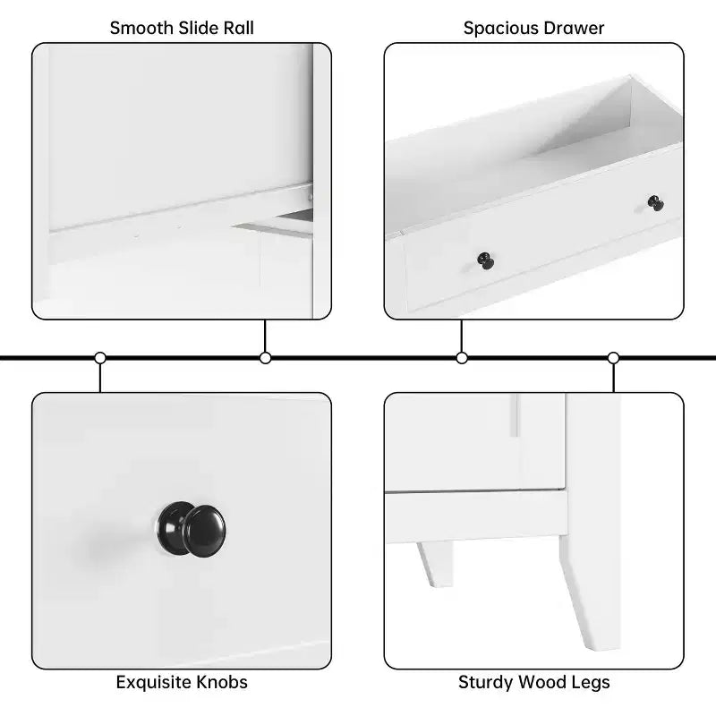 Commode 5 tiroirs pour chambre - haut coffre moderne en bois avec tiroirs profonds et boutons métalliques pour entrée, couloir