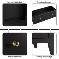 Commode 5 tiroirs pour chambre - haut coffre moderne en bois avec tiroirs profonds et boutons métalliques pour entrée, couloir