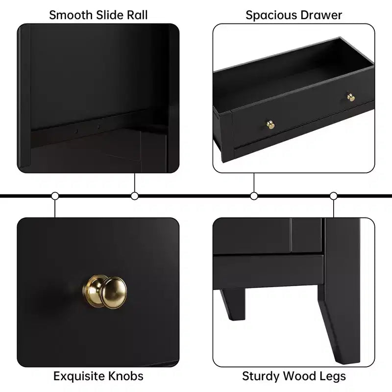 Commode 5 tiroirs pour chambre - haut coffre moderne en bois avec tiroirs profonds et boutons métalliques pour entrée, couloir