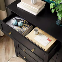 Commode 5 tiroirs pour chambre - haut coffre moderne en bois avec tiroirs profonds et boutons métalliques pour entrée, couloir