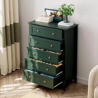 Commode 5 tiroirs pour chambre - haut coffre moderne en bois avec tiroirs profonds et boutons métalliques pour entrée, couloir