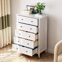 Commode 5 tiroirs pour chambre - haut coffre moderne en bois avec tiroirs profonds et boutons métalliques pour entrée, couloir