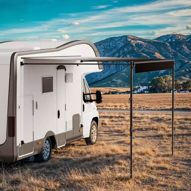 VEVOR Kit complet d'auvent manuel pour VR, auvent rétractable 16' avec cadre en alliage d'aluminium, auvent de remorque extérieur, convient à la plupart des VR (Black Fade)
