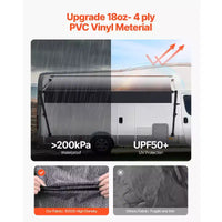 VEVOR Kit complet d'auvent manuel pour VR, auvent rétractable 16' avec cadre en alliage d'aluminium, auvent de remorque extérieur, convient à la plupart des VR (Black Fade)