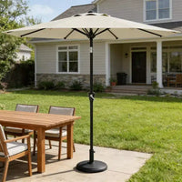 Parasol de patio de 3 m avec manivelle souple, inclinaison par bouton-poussoir et 8 baleines robustes pour piscine, terrasse, jardin (beige)