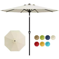 Parasol de patio de 3 m avec manivelle souple, inclinaison par bouton-poussoir et 8 baleines robustes pour piscine, terrasse, jardin (beige)