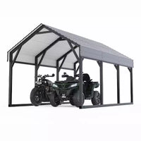 Abri de voiture en métal 12x13 pieds, cadre renforcé et toit en acier pour une utilisation par tous les temps, abri permanent pour voitures, motos, VTT ou bateaux