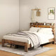 Lit plateforme double/grand lit/très grand lit avec tête de lit lumineuse à LED et 2 ports USB, lit plateforme en bois avec rangement