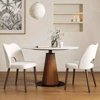Lot de 2 chaises de salle à manger en bois, chaises de salle à manger modernes rembourrées en tissu, chaises de cuisine à dossier creux avec patins réglables