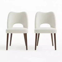 Lot de 2 chaises de salle à manger en bois, chaises de salle à manger modernes rembourrées en tissu, chaises de cuisine à dossier creux avec patins réglables