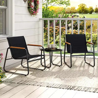 Costway Ensemble bistro de patio 3 pièces avec coussins et table basse en verre trempé pour balcon, pelouse