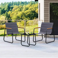 Costway Ensemble bistro de patio 3 pièces avec coussins et table basse en verre trempé pour balcon, pelouse