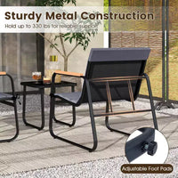 Costway Ensemble bistro de patio 3 pièces avec coussins et table basse en verre trempé pour balcon, pelouse