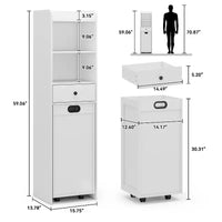 ELECWISH Meuble de rangement de salle de bain autoportant avec panier à linge coulissant amovible, meuble haut avec étagères et tiroir