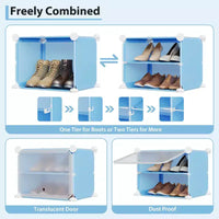 Meuble à chaussures modulaire à six compartiments avec portes - convient aux couloirs, chambres ou salons, peu encombrant et facile à assembler.