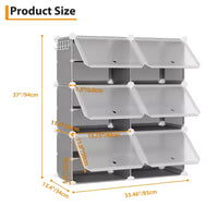Meuble à chaussures modulaire à six compartiments avec portes - convient aux couloirs, chambres ou salons, peu encombrant et facile à assembler.