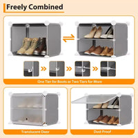Meuble à chaussures modulaire à six compartiments avec portes - convient aux couloirs, chambres ou salons, peu encombrant et facile à assembler.