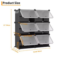 Meuble à chaussures modulaire à six compartiments avec portes - convient aux couloirs, chambres ou salons, peu encombrant et facile à assembler.