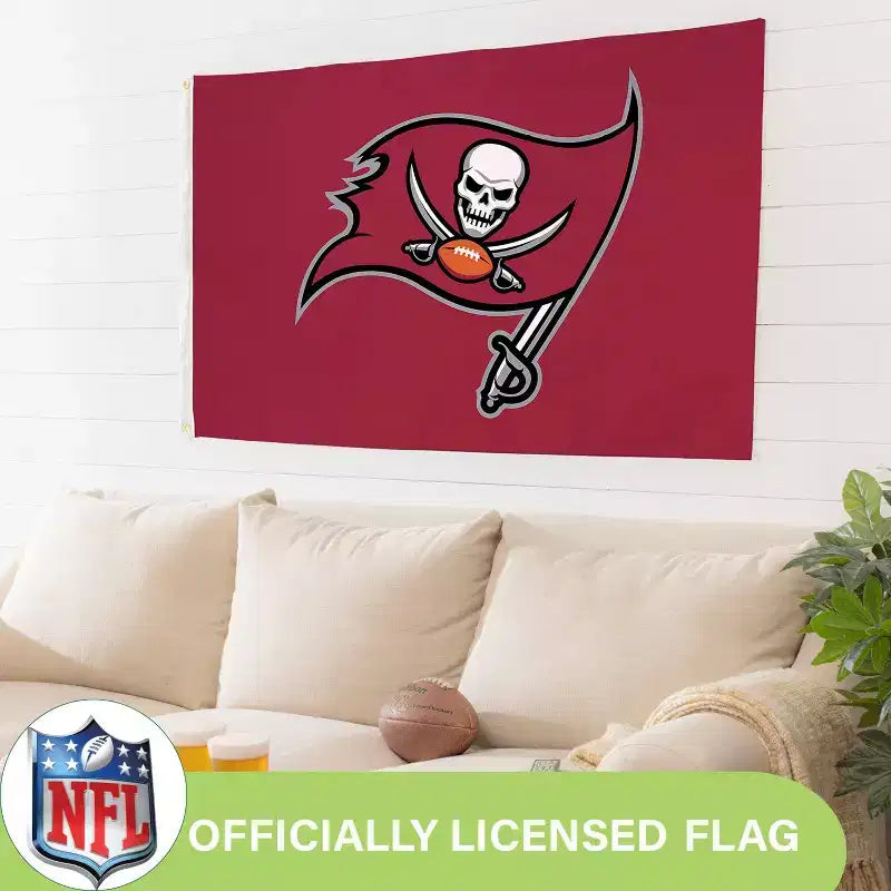 Drapeau d'extérieur durable NFL Tampa Bay Buccaneers 3 x 5 avec œillets | Drapeau et bannière d'équipe de sport | Drapeau de décoration murale intérieure