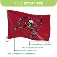 Drapeau d'extérieur durable NFL Tampa Bay Buccaneers 3 x 5 avec œillets | Drapeau et bannière d'équipe de sport | Drapeau de décoration murale intérieure