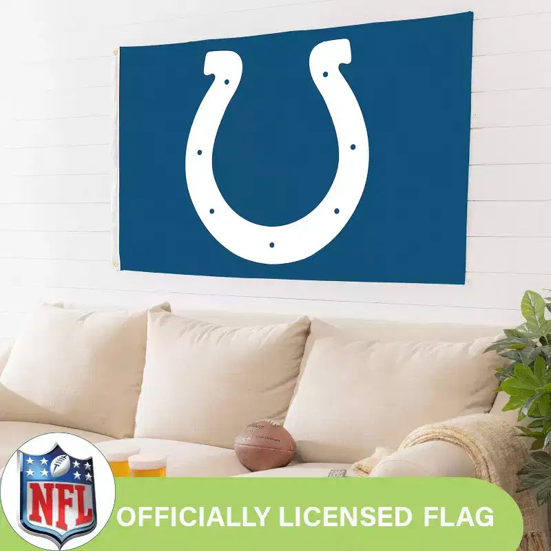 NFL Indianapolis Colts Drapeau de maison durable extérieur 3 x 5 avec œillets | drapeau et bannière d'équipe sportive | drapeau décoratif mural intérieur