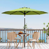 Parasol de patio 10 pi avec manivelle et inclinaison à bouton-poussoir, 8 baleines robustes, indice de protection solaire 50+, protection UV, parasol de marché extérieur étanche