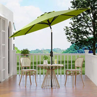 Parasol de patio 10 pi avec manivelle et inclinaison à bouton-poussoir, 8 baleines robustes, indice de protection solaire 50+, protection UV, parasol de marché extérieur étanche