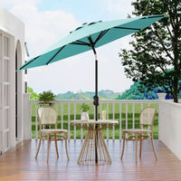 Parasol de patio 10 pi avec manivelle et inclinaison à bouton-poussoir, 8 baleines robustes, indice de protection solaire 50+, protection UV, parasol de marché extérieur étanche
