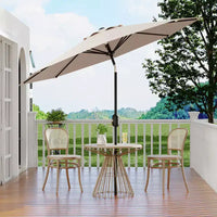 Parasol de patio 10 pi avec manivelle et inclinaison à bouton-poussoir, 8 baleines robustes, indice de protection solaire 50+, protection UV, parasol de marché extérieur étanche