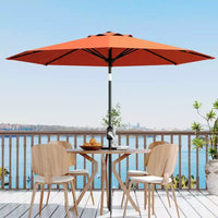 Parasol de patio 10 pi avec manivelle et inclinaison à bouton-poussoir, 8 baleines robustes, indice de protection solaire 50+, protection UV, parasol de marché extérieur étanche