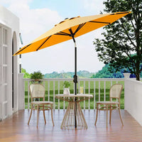 Parasol de patio 10 pi avec manivelle et inclinaison à bouton-poussoir, 8 baleines robustes, indice de protection solaire 50+, protection UV, parasol de marché extérieur étanche