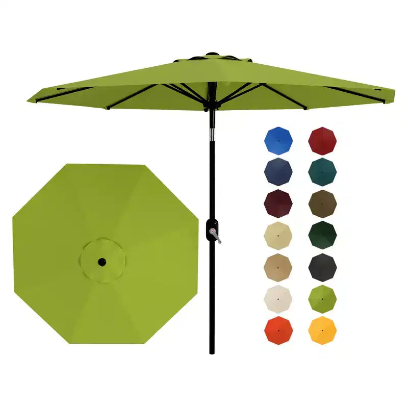 Parasol de patio de 3 mètres avec manivelle et bouton d'inclinaison. 8 baleines robustes, protection UV 50+, imperméable, parasol de jardin.