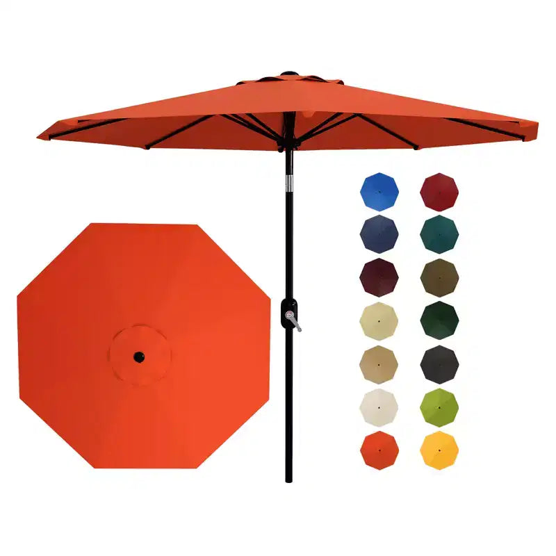 Parasol de patio de 3 mètres avec manivelle et bouton d'inclinaison. 8 baleines robustes, protection UV 50+, imperméable, parasol de jardin.