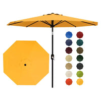 Parasol de patio 10 pi avec manivelle et inclinaison à bouton-poussoir, 8 baleines robustes, indice de protection solaire 50+, protection UV, parasol de marché extérieur étanche