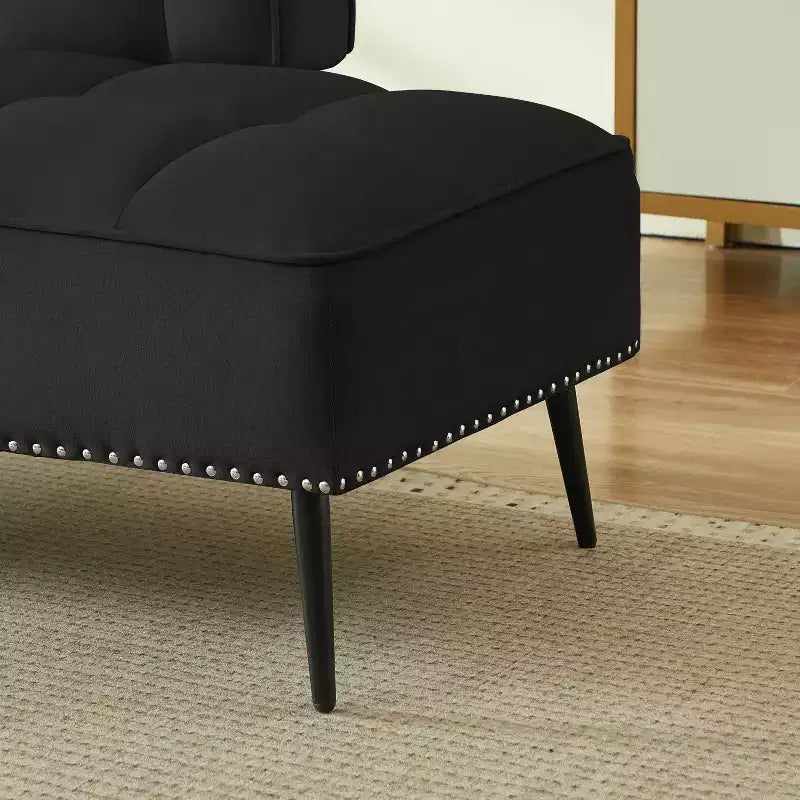 GDFStudio Lenee Causeuse en velours avec tablette pivotante à 360° et clous décoratifs